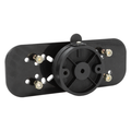 Clam ClamLock Electronics Head Unit Mount in black plastic and metal, designed for secure attachment of marine electronics to fishing boats or tackle setups.