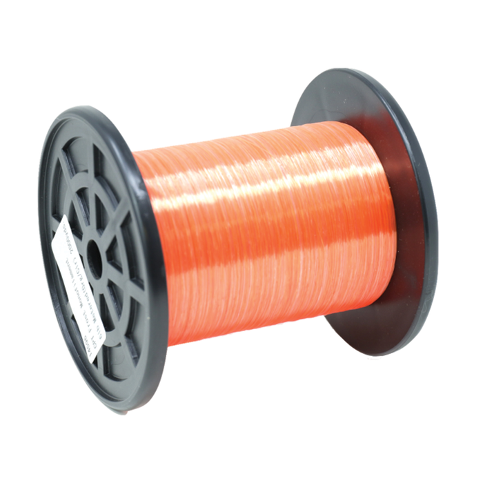 Clam CPT Frost Monofilament - Bulk Spools fishing line in bright orange wound on a black plastic spool, designed for durable fishing tackle use.