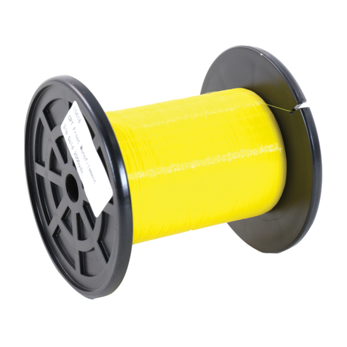 Spool of bright yellow Clam CPT Frost Monofilament - Bulk Spools fishing line, designed for durable fishing tackle use at a premier Midwest specialty shop.