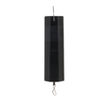 Clam Decoy Teaser, black rectangular fishing lure with a metal wire hook and swivel attachment, designed for attracting musky and other game fish.