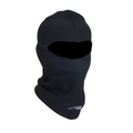 Clam Ice Armor Fleece Facemask in black, designed to cover the entire head and neck with a single eye opening, made from insulating fleece material for cold weather fishing protection.