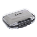 Clam Jig Box with clear plastic lid and secure black latch, compact design for organizing and storing fishing tackle jigs and lures safely.