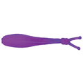 Clam Niku Bolt Minnow fishing lure in purple with a soft, ribbed body and two forked tail appendages designed to attract fish.