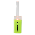 Clam Nite Bite Tip Up Light in bright yellow-green with clear top and vertical stem, designed for enhanced visibility in fishing tackle and ice fishing setups.
