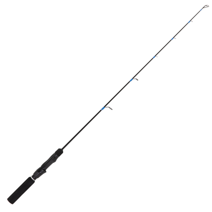 Clam Predator Rod fishing rod featuring a sleek black design with blue accents, ergonomic foam handle, and multiple line guides for enhanced fishing tackle performance.