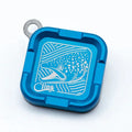 Cling Mag Grab Mini in blue with an engraved fish design, compact magnetic fishing accessory for holding fishing tackle securely.