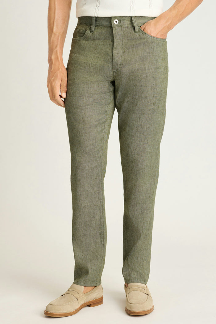 Coastal Linen 5-Pocket Pant - green twill