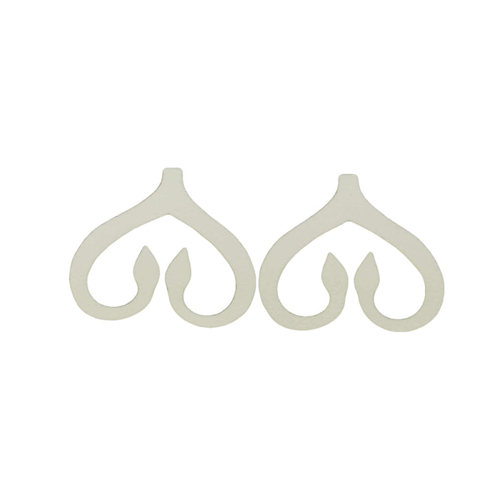 Pair of translucent white silicone fishing lure attachments shaped like stylized double tails, designed for Cohen's Double Flutter Tails fishing tackle.