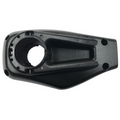 Black plastic control box with a circular mounting opening and multiple screw holes, designed for fishing tackle equipment, labeled CONTROL BOX , PLASTIC 2282500.