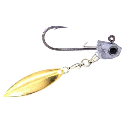 Coolbaits Lures Down Under Underspin - Gold Blade fishing lure with a sharp single hook, detailed fish head design, and reflective gold blade for effective fishing tackle use.
