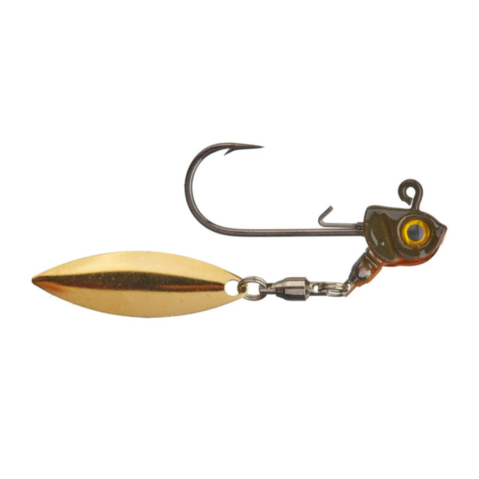 Coolbaits Lures Down Under Underspin - Gold Blade featuring a single sharp hook, a gold-colored spinner blade, and a detailed head with yellow eye for effective fishing tackle use.
