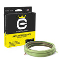 Cortland Specialty Series Bass Intermediate Fly LIne displayed next to a black and yellow box, showing light green fly fishing line designed for intermediate floating casts.