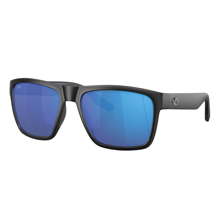 Costa Del Mar - Paunch XL sunglasses with black rectangular frame and blue mirrored lenses, designed for outdoor fishing and marine activities.