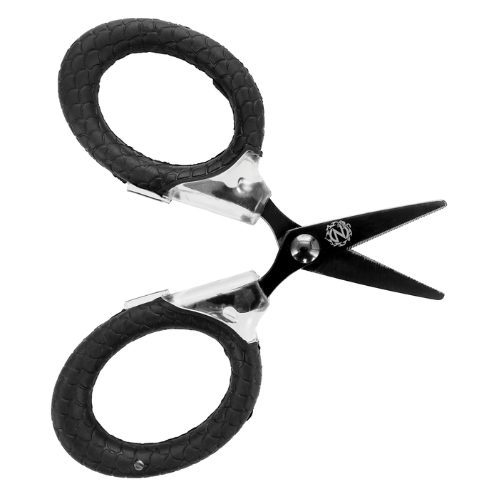 Cuda 3.5" Titanium Micro Scissors - Mark Zona Series with textured black handles and sharp titanium blades, designed for precise cutting in fishing tackle and fly fishing gear.