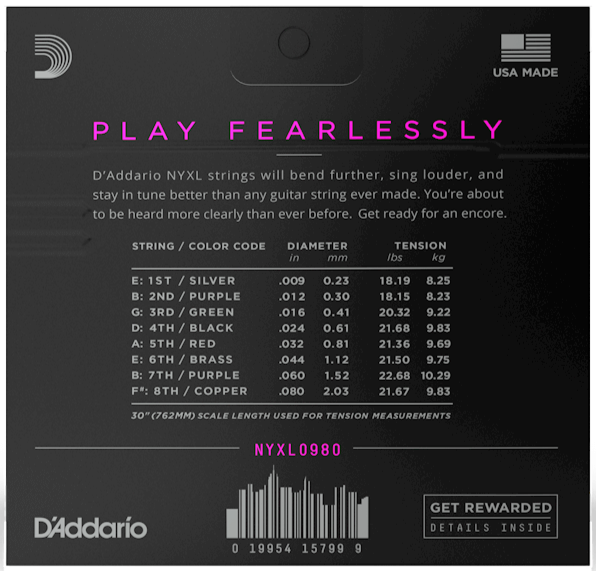D'Addario NYXL Strings 09-80 Gauge 8-String
