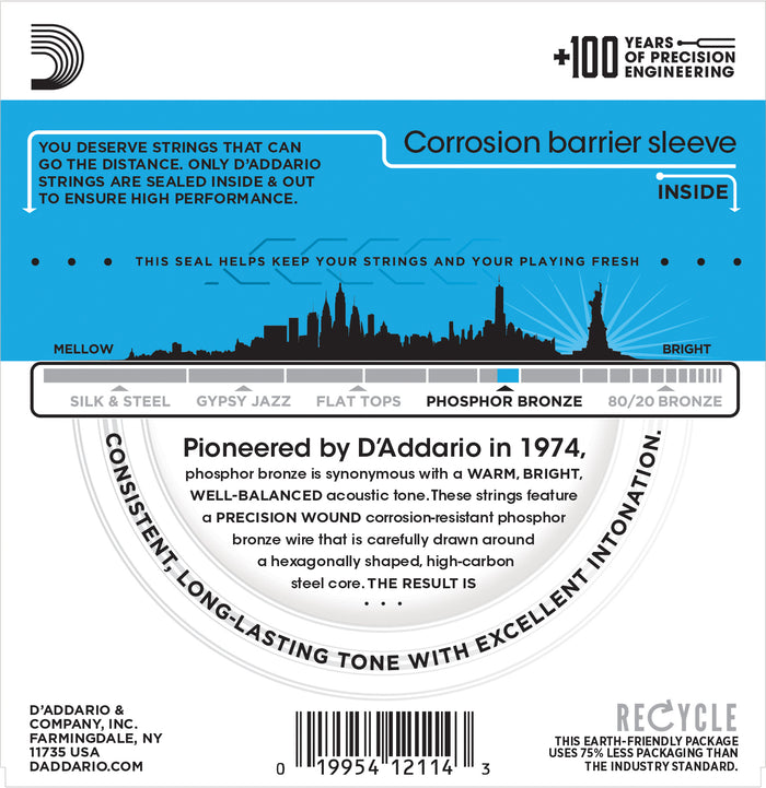 D'Addario Phosphor Bronze Acoustic Strings 12-53 Gauge