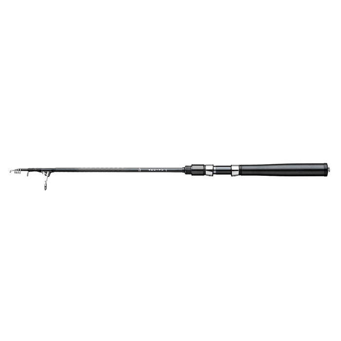 Daiwa Ardito Sneaky Telescopic (JITTE) Rod - Spinning featuring a compact, extendable black rod with metal guides and a black ergonomic handle, ideal for fishing tackle enthusiasts.