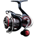Daiwa Ballistic MQ LT spinning fishing reel in black and red with ergonomic handle designed for smooth casting and retrieving in fishing tackle collections.