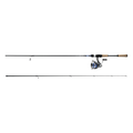 Daiwa Legalis LT Combo - Spinning fishing rod and reel set with a black rod and cork handles, designed for precision and durability in fishing tackle.