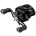 Daiwa Tatula TW 150 low-profile baitcasting reel in black with ergonomic double handle grips, precision drag system, and compact design for fishing rods and reels.