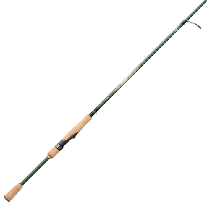 Daiwa TD Eye Walleye Series - Spinning fishing rod with green graphite blank and cork handle designed for precision and durability in freshwater fishing tackle.