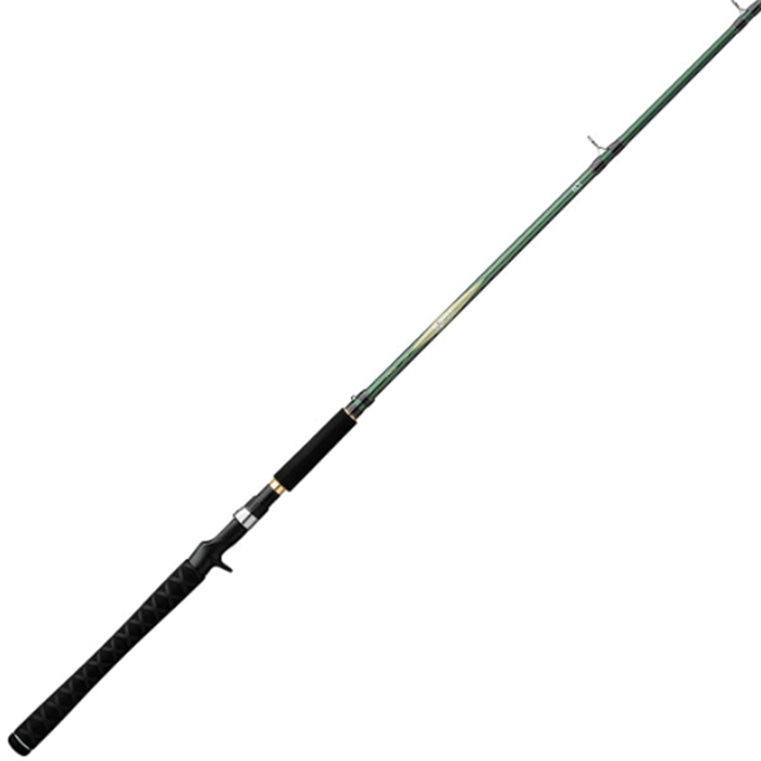 Daiwa TD Eye Walleye Series - Trolling fishing rod with black textured handle and green lightweight composite construction designed for trolling fishing techniques.