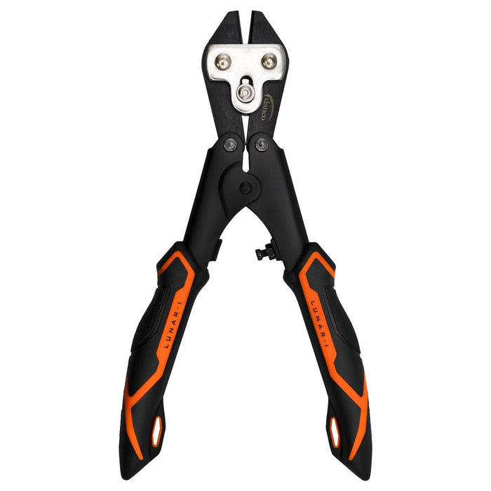 Danco Lunar-1 Hook & Wire Cutter with ergonomic black and orange handles designed for cutting fishing hooks and wires, ideal for precise tackle preparation and maintenance.