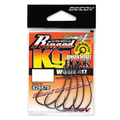 Package of six Decoy Worm 417 Ringed Kg Hook fishing hooks with a ringed offset design, displayed in clear plastic pack with orange and black printed backing for fishing tackle use.