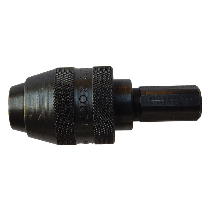 Deep Freeze EZ Auger Connectors, black metal fishing tackle accessory with knurled grip for secure connection, designed for use with ice fishing augers and equipment.