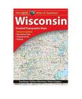 Cover of Delorme Wisconsin Atlas & Gazetter showing detailed topographic maps with highlighted recreation sites, campgrounds, fishing locations, and outdoor adventure areas.