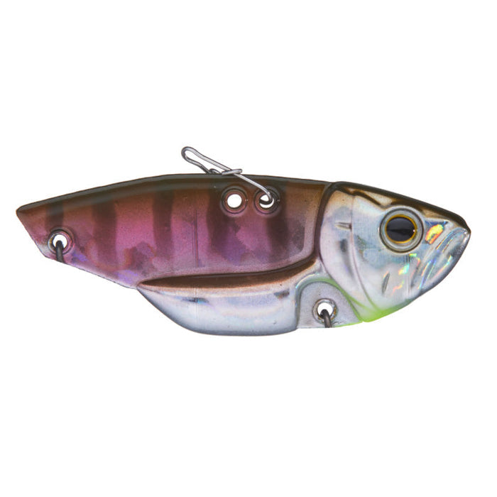 Deps Circuit Vib Blade Bait fishing lure with a realistic juvenile gill pattern, featuring a metallic finish and multiple attachment points for versatile fishing tackle use.