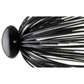 Close-up view of the black and dark gray Deps Head Lock Jig featuring a rounded weighted head and multiple flexible strands designed for effective fishing tackle use.