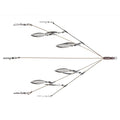 Diamond Baits 6.5" Double Bladed “Diamond Mine” Umbrella Rig featuring multiple metal blades and wire arms designed for fishing tackle use in musky and other freshwater fishing.