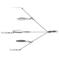 Diamond Baits Three-Arm Bladed Umbrella Rig with three metal arms, each fitted with reflective blades and swivels, designed for fishing tackle use in musky or ice fishing.