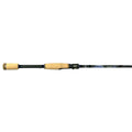 Dobyns Rods Champion XP Spinning Rods featuring a sleek black shaft with blue accents and a comfortable natural cork handle, designed for precision fishing tackle use.