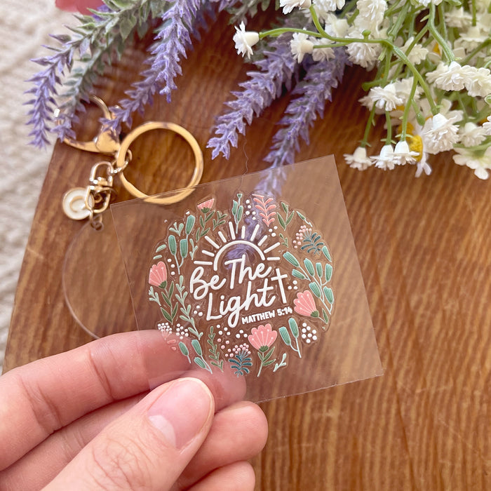 [ Double Sided ] Circle UV DTF Decal | Be The Light Floral