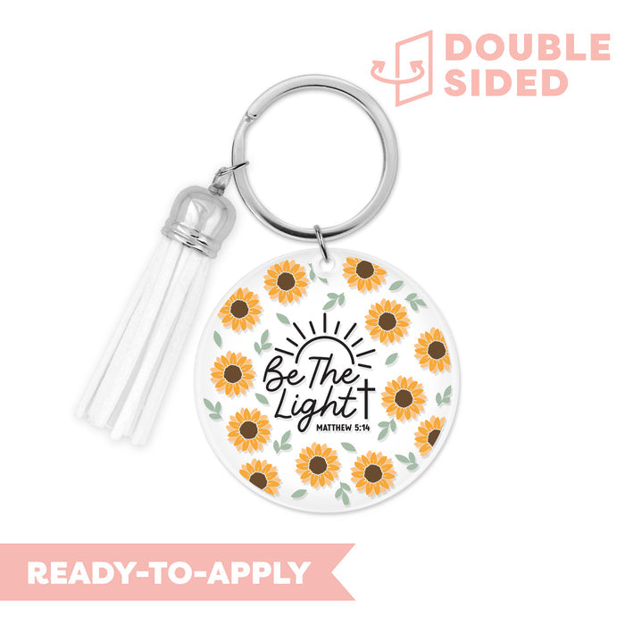 [ Double Sided ] Circle UV DTF Decal | Be The Light Sunflower