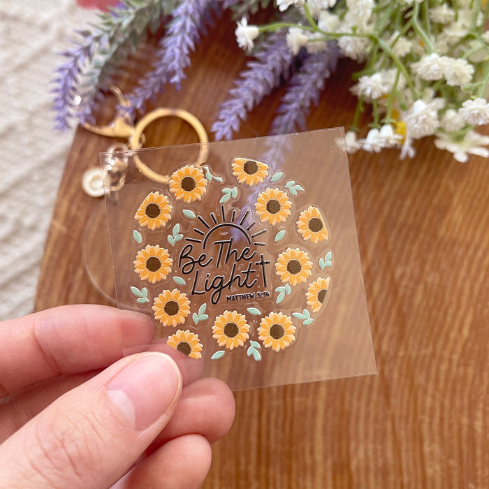 [ Double Sided ] Circle UV DTF Decal | Be The Light Sunflower