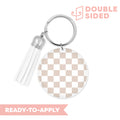 [ Double Sided ] Circle UV DTF Decal | Beige Checkered
