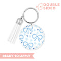 [ Double Sided ] Circle UV DTF Decal | Blue Bow
