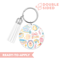 [ Double Sided ] Circle UV DTF Decal | Blue Coquette Tea Time