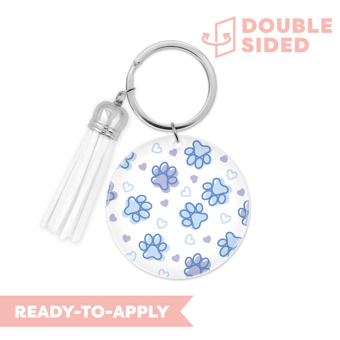 [ Double Sided ] Circle UV DTF Decal | Blue Dog Paw
