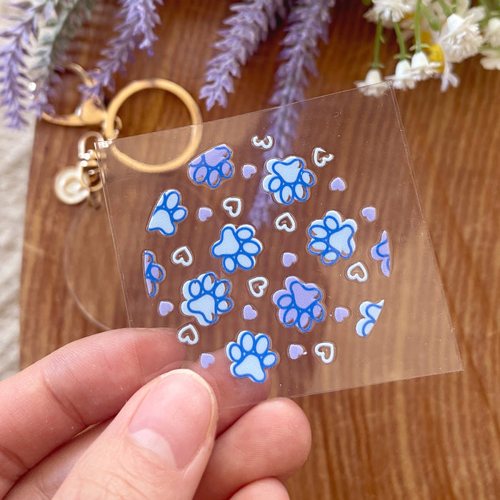 [ Double Sided ] Circle UV DTF Decal | Blue Dog Paw