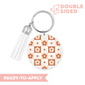 [ Double Sided ] Circle UV DTF Decal | Coffee Brown Checkered Flower