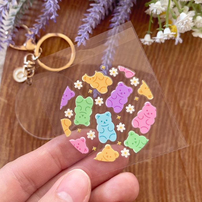 [ Double Sided ] Circle UV DTF Decal | Colorful Gummy Bear