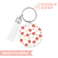 [ Double Sided ] Circle UV DTF Decal | Floral Strawberry