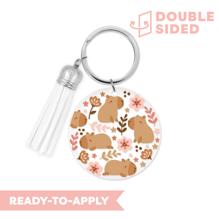 [ Double Sided ] Circle UV DTF Decal | Kawaii Capybara