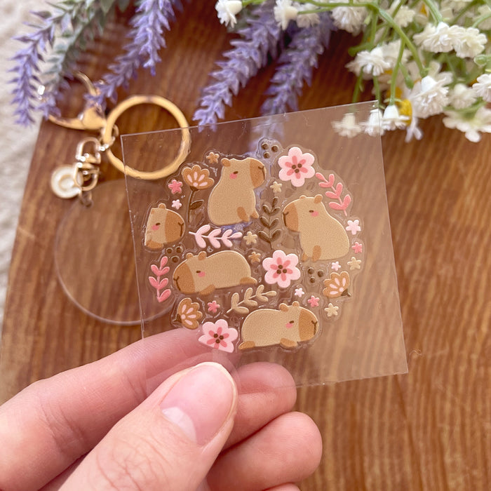 [ Double Sided ] Circle UV DTF Decal | Kawaii Capybara