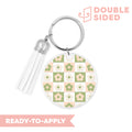 [ Double Sided ] Circle UV DTF Decal | Matcha Checkered Flower