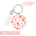[ Double Sided ] Circle UV DTF Decal | Pink Bow Strawberry